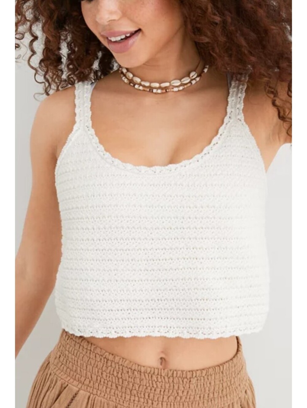 AERIE white cotton knit crop top sz S